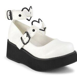 Demonia Shoes - Size 8 - Sprite-02 - White with black metal